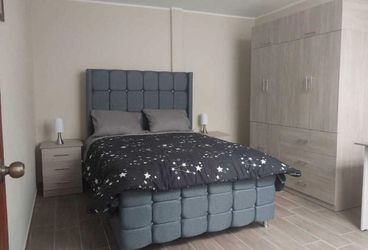 Queen Upholstered Bed Frame with Tufted Headboard