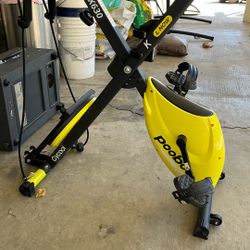 Pooboo - Folding Exercise Bike Indoor Cycling Bike Stationary Magnetic X Bike Gym Workout - Yellow