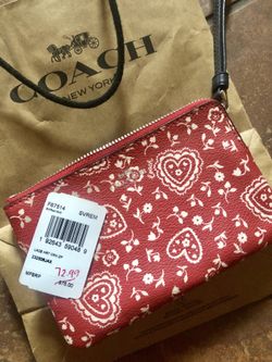 Coach Red Hearts and Flowers wristlet “New”!!