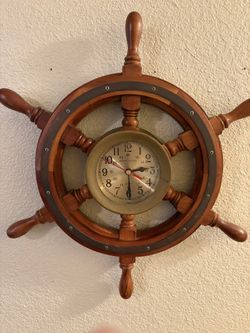 Wooden Ships Wheel Clock