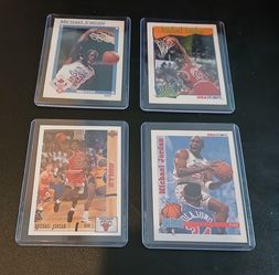 Michael Jordan cards in hard plastics.  $5 each or $15 for the 4 together