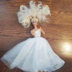vintage Barbie with white dress