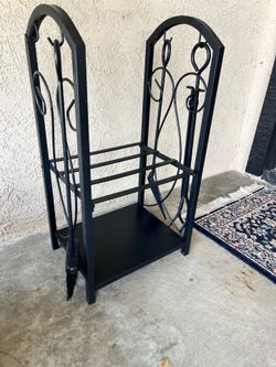 Fire place tools and wood holder
