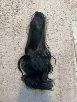 Black long Straight Wavy Bony tail Clip ,22”/150g