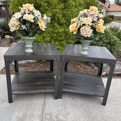 Gray Modern End Table Nightstand Set Great Condition