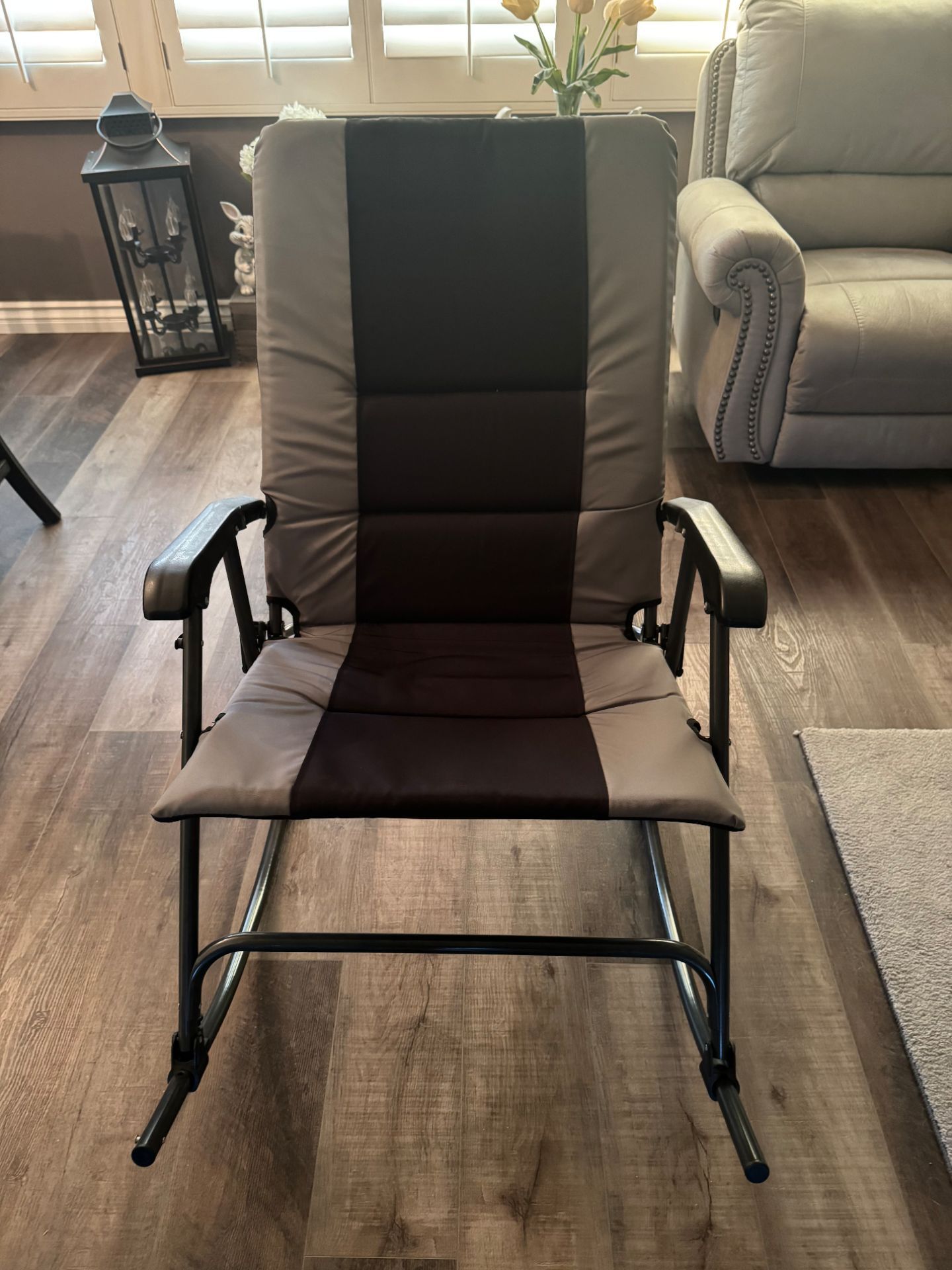 Beautiful oversized camping rocking chair.