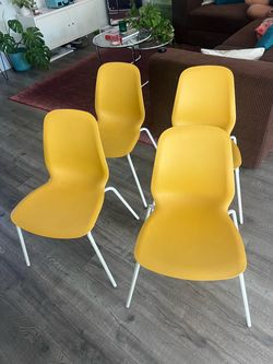 FOUR Yellow IKEA Kitchen Chairs