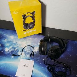 New SOMIC Stereo Gaming Headset W/ Mic for PS4, PS5, Xbox One, PC, Mobile Phone, 3.5MM Sound Detachable Cat Ear Headphones Lightweight Self-Adjusting 