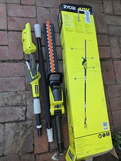 Ryobi 40V 18 in. Cordless Battery Pole Hedge Trimmer (Tool-Only)