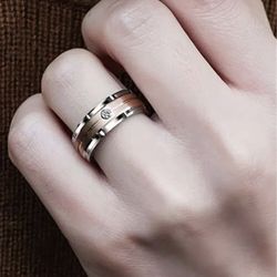 Men’s Rhinestone Decor Cuff Multicolor Stainless Steel Ring Size:9 *NEW*