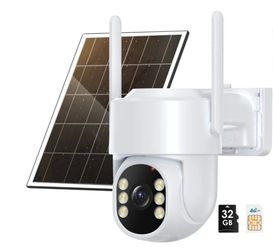 4G LTE Security Camera, Solar Powered, 32GB Storage, 24/7 Recording, 1080P Night Vision, Human Detection, IP65 Waterproof