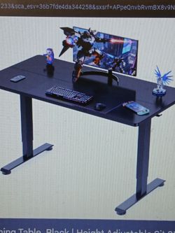 Veken 55 inch large electric standing desk gaming table black