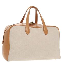 𝐇𝐄𝐑𝐌𝐄𝐒  Victoria 43 Boston Bag Canvas Leather Cream Brown 