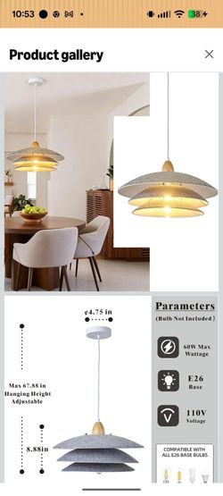 18" Distinctive Farbic Pendant Light Fixtures, Modern Dining Room Chandelier, Adjustable Hanging Height, Farmhouse Chandelier for Kitchen Island, Livi