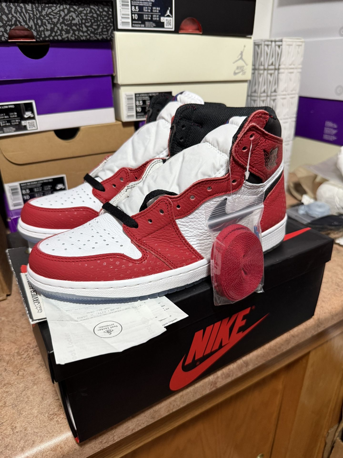 NIKE AIR JORDAN 1 SPIDER MAN ORIGIN STORY Sz 8.5 DS