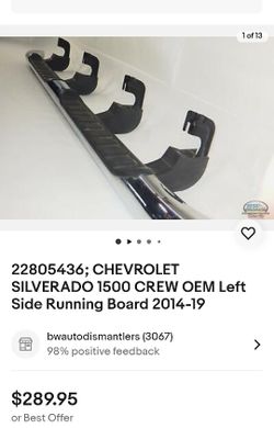 GM OEM NOS 6 Crew Cab Running Boards 4 Inch Chrome 2014-2019 GMC Sierra silverado