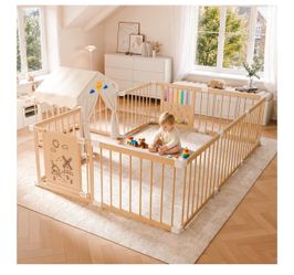 Large Wooden Baby House Playpen 12 Panels 70"*69"