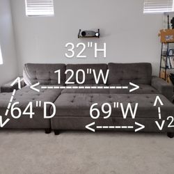 3 PC Multi-purpose Firm Sectional w/Ottoman & storage couch set, Just Moving. Smoke &Pet Free.