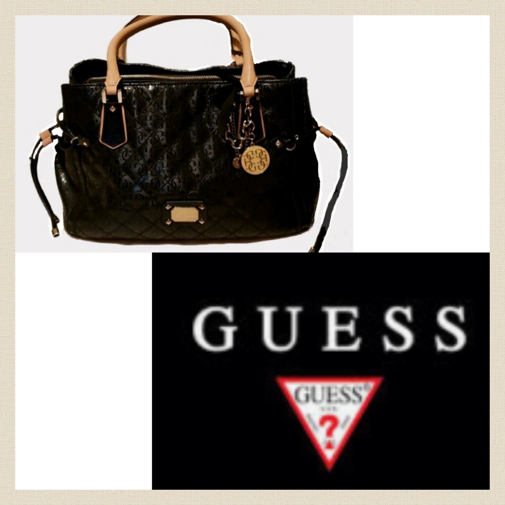 GUESS Juliet Black Satchel Purse NWOT