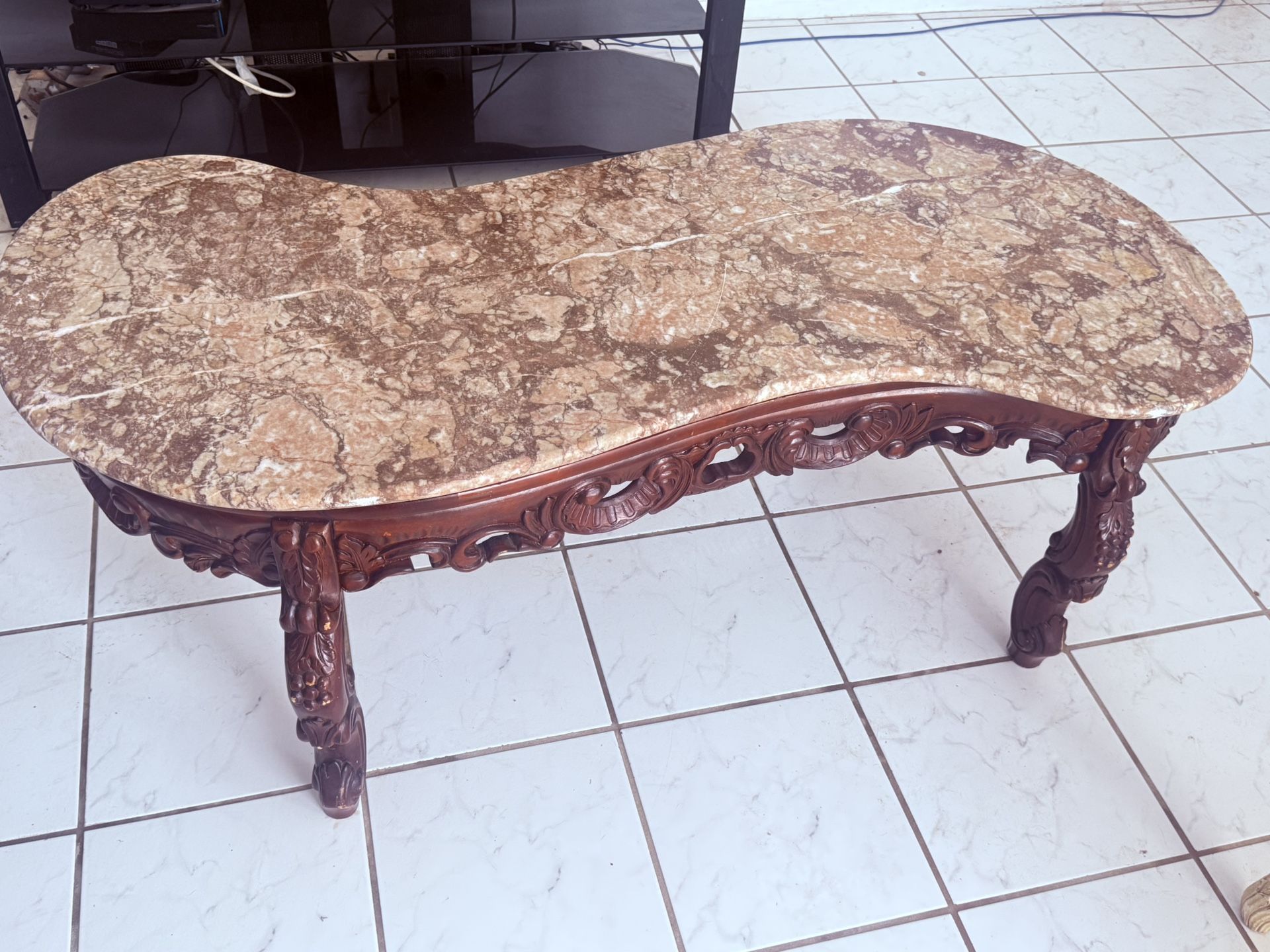 Coffee Table Wood Marble $60