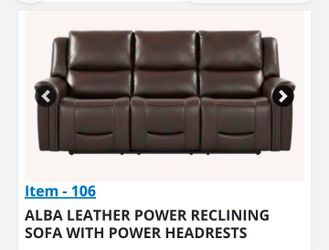 Alba leather power reclining sofa with power headrests
