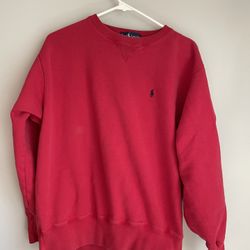 POLO RALPH LAUREN MEN SZ L RED EMBROIDERED PONY CREWNECK SWEATSHIRT