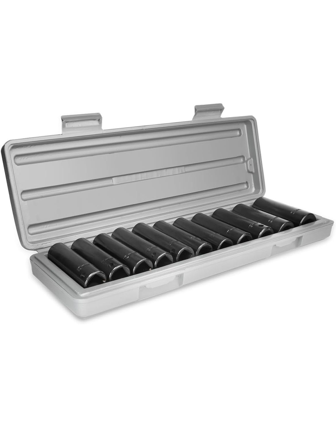 Stark USA 11-Pieces 1/2-Inch Drive Deep Impact Socket Set, MM, Metric Size, 6-Point, 10mm - 24mm, Carrying Case 35701