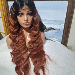 Human Hair Blend Lace Front Wig 