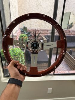 Nardi Universal Wood Grain Steering Wheel Chrome Spokes