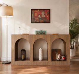 Modern 3-Arch Wood Console Table / Sideboard – Like New – $350