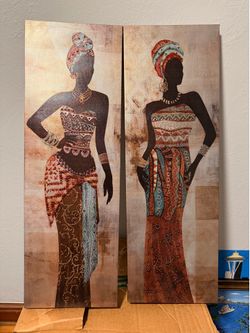 African woman wall pictures embroidered