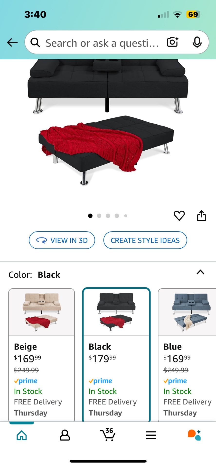 Black Futon Sofa