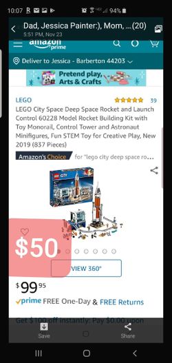 LEGO City Space Deep Space Rocket and Launch Control 60228 Model Rocket Building Kit with Toy Monorail, Control Tower and Astronaut Minifigures