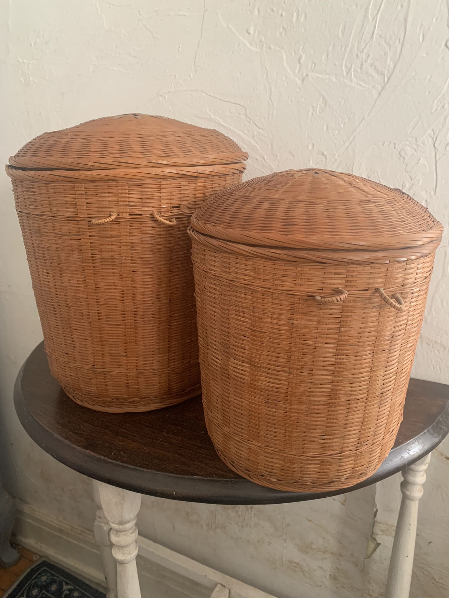 Set of 2 Woven Storage Baskets with Lid Imported