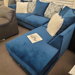 New Blue Nailhead Sectional