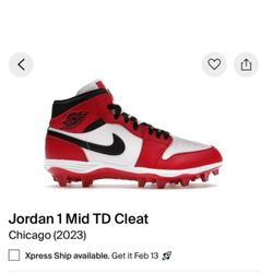 Jordan 1 Mid TD Cleats (9.5)