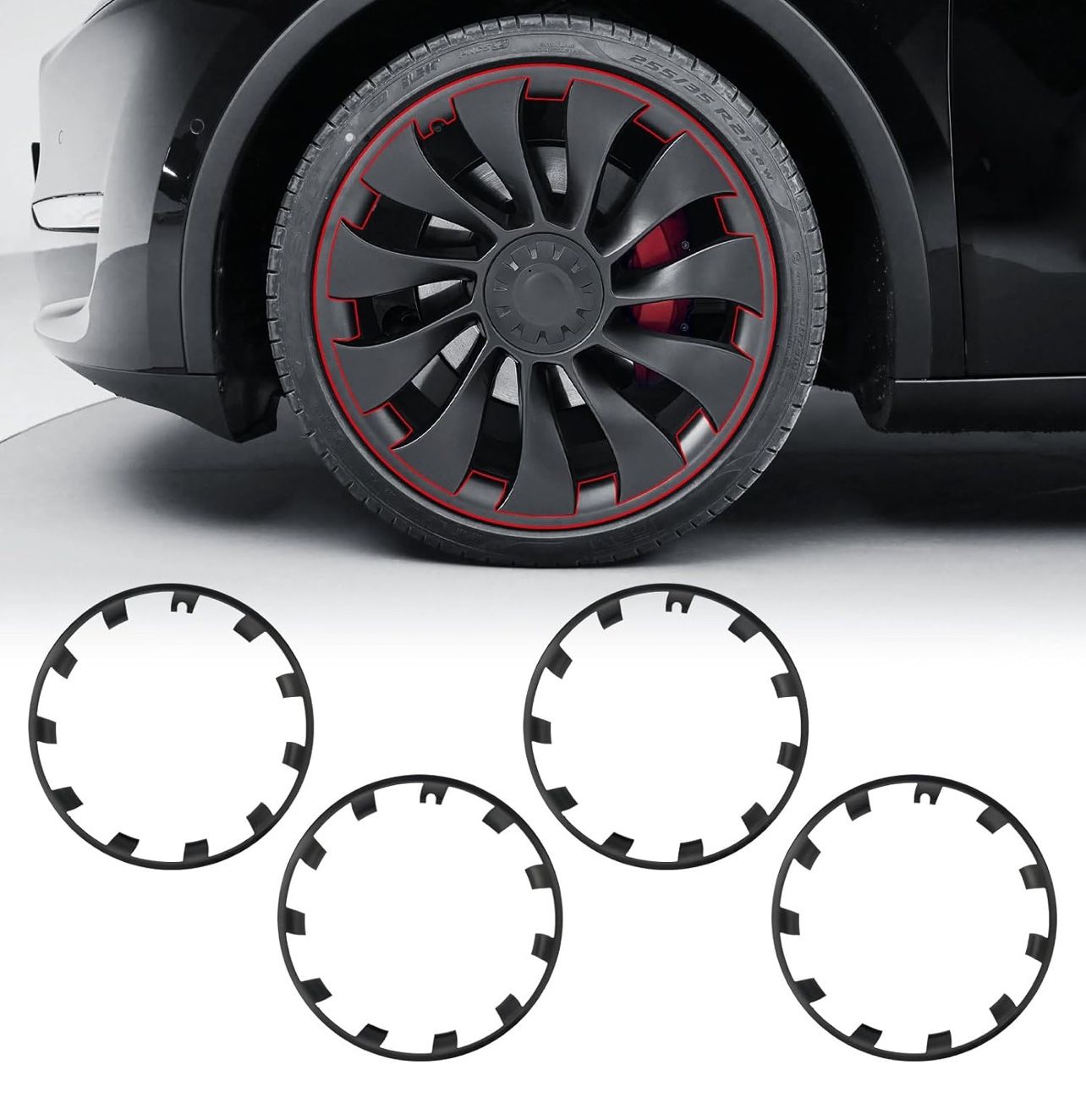 Model Y Wheel Rim Protector, 4 PCS 21 Inches for Model Y Performance Accessories 2020-2024, ABS Rim Hubcaps Cover Uberturbine Wheels Rim Protector (Gr