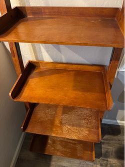 5 tier wood ladder bookshelf