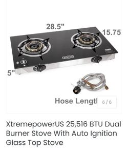 XtremepowerUS Dual Burner Glass Top Gas Stove