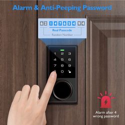 Smart Lock, Keyless Entry Door Lock with Bluetooth/Alexa Voice Control, Touchscreen Keypad Deadbolt Lock with APP, E-Key, Code, Key, Auto-Lock