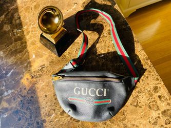 🔥 GUCCI GRAINED CALFSKIN BELT BAG | BLACK + RED/GREEN WEB | AUTHENTIC