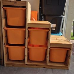 TROFAST
Storage combination with boxes, light white stained pine/