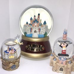 3 Vintage Disney Snow Globes /Music Globe