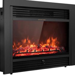 28.5" Electric Fireplace Insert, Wall Recessed/Mounted, Freestanding Fireplace with Remote Control, 3 Color Adjustable Flames, 2 Modes Heat, 8 H Timer