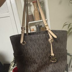 Michael Kors Purse  Brown And Gold MK Print 