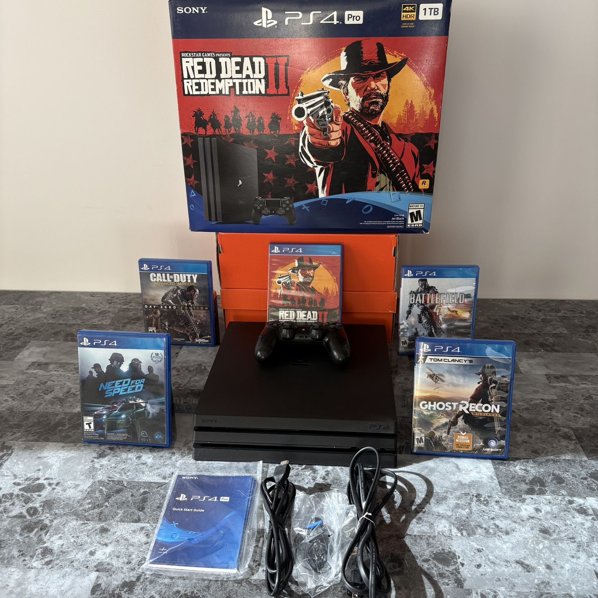 PS4 Pro 1TB Red Dead Redemption 2 With Box