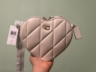 Coach quilted heart crossbody in color chalk