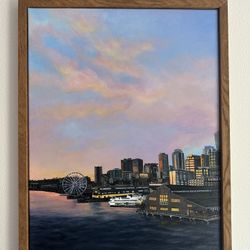 Original acrylic painting “ Seattle Sunset” made by local artist