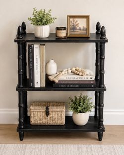 Vintage Black 3-Tier Spindle Bookcase / Display Shelf