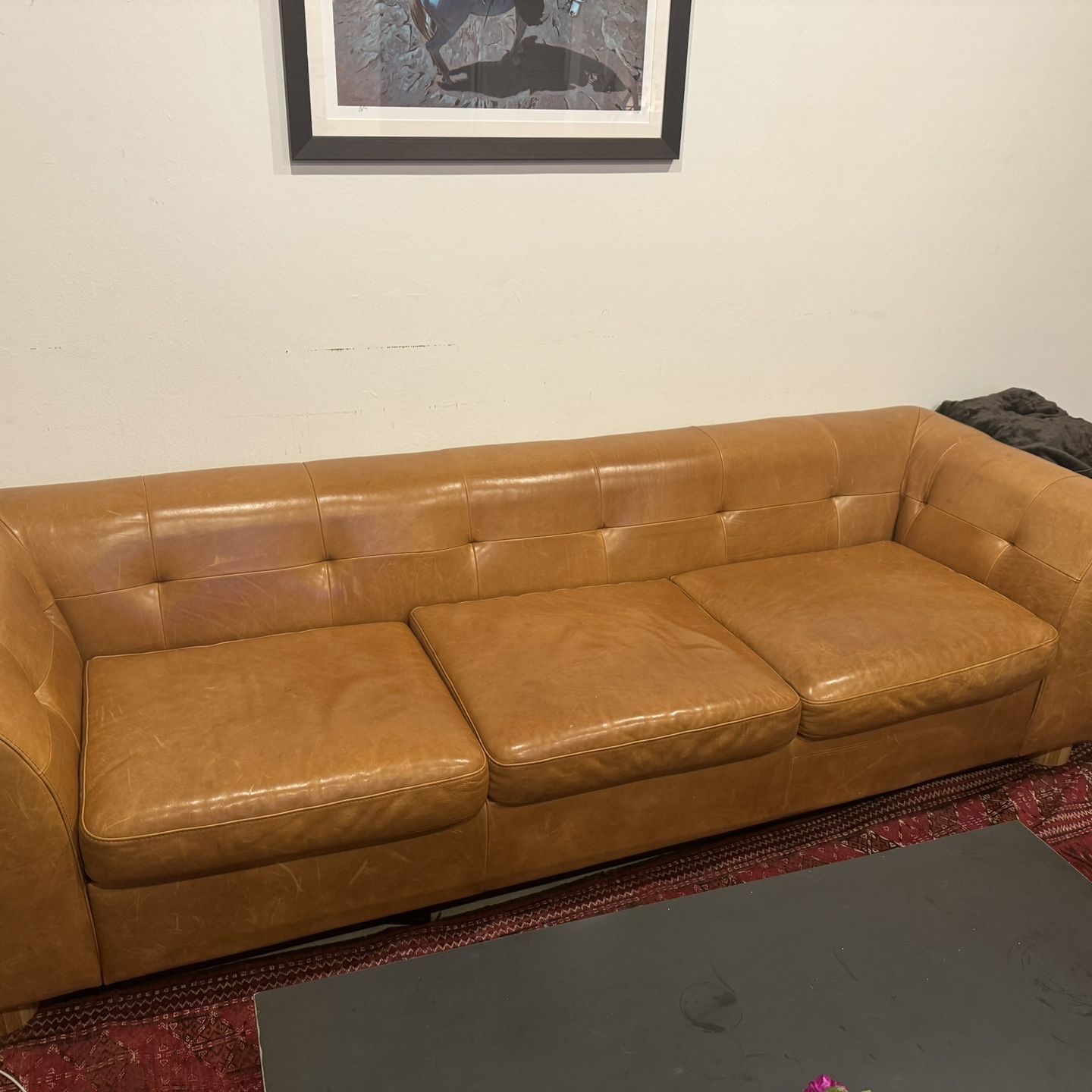 kotka tobacco tufted leather sofa CB2 + GQ 